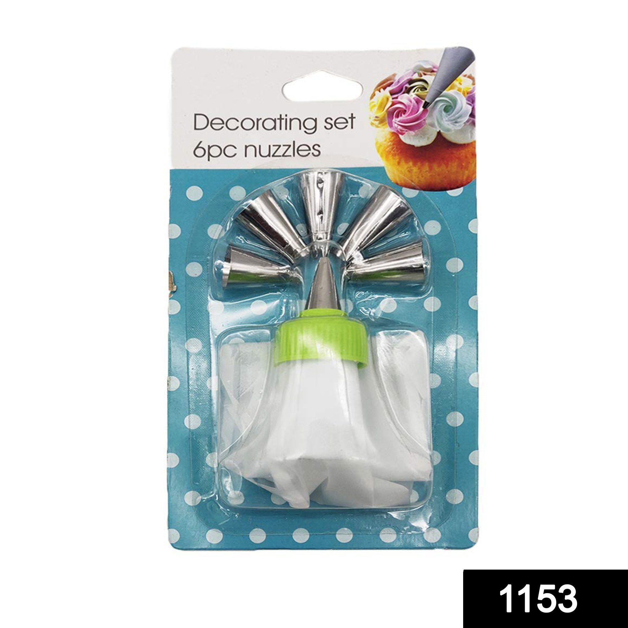 1153 Cake Decorating Nozzle with Piping Bag (Pack of 6) - SkyShopy 1153 Cake Decorating Nozzle with Piping Bag (Pack of 6) - SkyShopy